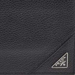 Pre Owned Prada Black Leather Money Clip Bifold Wallet