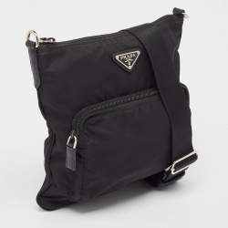 Prada Black Tessuto Nylon Front Pocket Messenger Bag