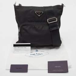 Prada Black Tessuto Nylon Front Pocket Messenger Bag