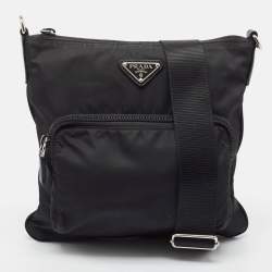 Prada Black Tessuto Nylon Front Pocket Messenger Bag