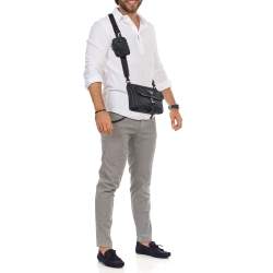 Prada Black Re-Nylon and Saffiano Leather Messenger Bag