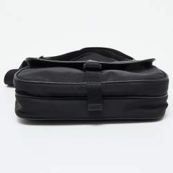Prada Black Re-Nylon and Saffiano Leather Messenger Bag