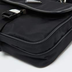 Prada Black Re-Nylon and Saffiano Leather Messenger Bag
