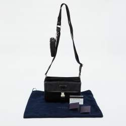 Prada Black Re-Nylon and Saffiano Leather Messenger Bag