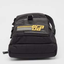 Prada Black Leather and Nylon Racing Logo Sling Backpack