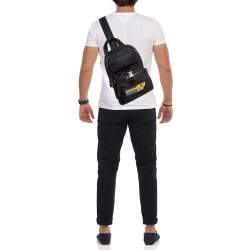 Prada Black Leather and Nylon Racing Logo Sling Backpack