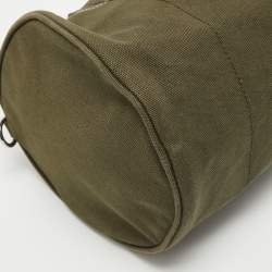 Prada Green Logo Jacquard Canvas Boston Bag