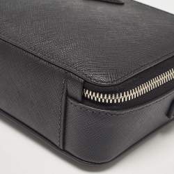 Prada Black Saffiano Leather Brique Crossbody Bag