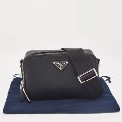 Prada Black Saffiano Leather Brique Crossbody Bag