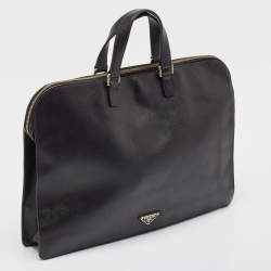 Prada Black Saffiano Leather Briefcase Laptop Bag