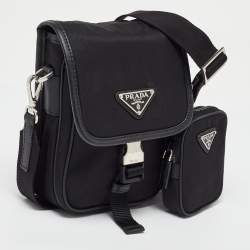 Prada Black Re-Nylon and Saffiano Leather Shoulder Bag
