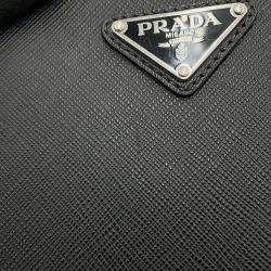 Prada Black Saffiano Leather Triangle Logo Brique Shoulder bag