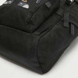 Prada Black Nylon Robot Drawstring Backpack
