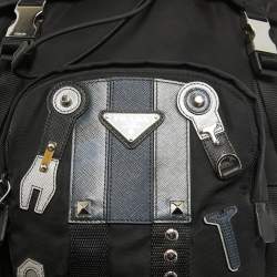 Prada Black Nylon Robot Drawstring Backpack