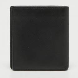 Prada Black/Green Leather and Croc Logo Bifold Wallet