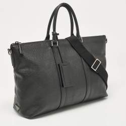 Prada Black Leather Weekender Bag