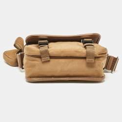 Prada Olive Green Leather and Nylon Flap Messenger Bag