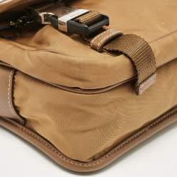 Prada Olive Green Leather and Nylon Flap Messenger Bag