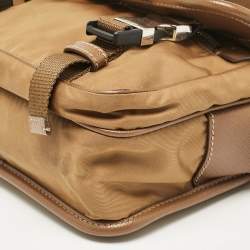 Prada Olive Green Leather and Nylon Flap Messenger Bag