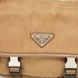 Prada Olive Green Leather and Nylon Flap Messenger Bag
