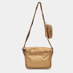 Prada Olive Green Leather and Nylon Flap Messenger Bag