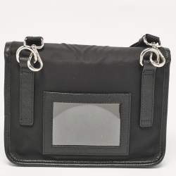 Prada Black Re-Nylon and Leather Flap Crossbody Bag