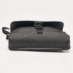 Prada Black Re-Nylon and Leather Flap Crossbody Bag