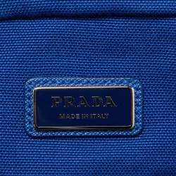 Prada Blue Canvas Triangle Logo Crossbody Bag
