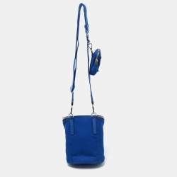 Prada Blue Canvas Triangle Logo Crossbody Bag