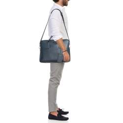 Prada Navy Blue Saffiano Leather Briefcase