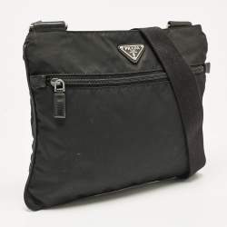 Prada Black Nylon Flat Messenger Bag