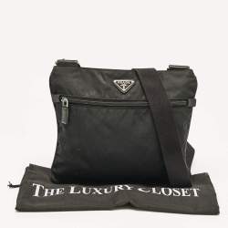 Prada Black Nylon Flat Messenger Bag