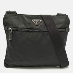 Prada Black Nylon Flat Messenger Bag