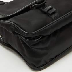 Prada Black Nylon Flap Messenger Bag