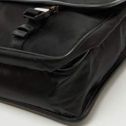 Prada Black Nylon Flap Messenger Bag