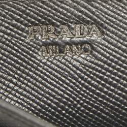 Pre Owned Prada Black Saffiano Leather Logo Card Holder