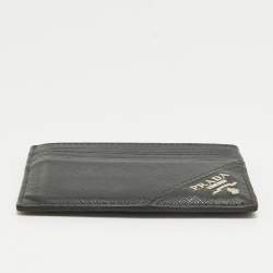 Pre Owned Prada Black Saffiano Leather Logo Card Holder