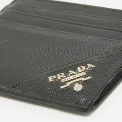 Pre Owned Prada Black Saffiano Leather Logo Card Holder