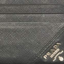 Pre Owned Prada Black Saffiano Leather Logo Card Holder