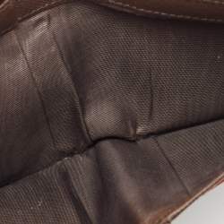 Prada Dark Brown/Orange Saffiano Metal Leather Bi Fold Wallet