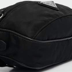 Prada Black Leather and Nylon Front Pocket Belt Bag