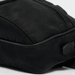 Prada Black Leather and Nylon Front Pocket Belt Bag