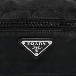 Prada Black Leather and Nylon Front Pocket Belt Bag