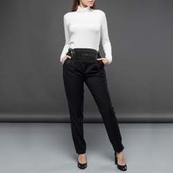 Prada Black Leather and Nylon Front Pocket Belt Bag
