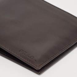 Prada Dark Brown Vitello Sport Leather Bifold Wallet