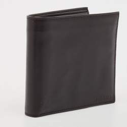 Prada Dark Brown Vitello Sport Leather Bifold Wallet