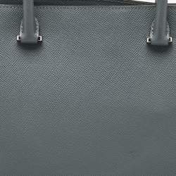 Prada Grey Saffiano Leather Slim Briefcase