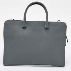 Prada Grey Saffiano Leather Slim Briefcase