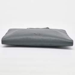 Prada Grey Saffiano Leather Slim Briefcase