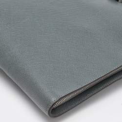 Prada Grey Saffiano Leather Slim Briefcase